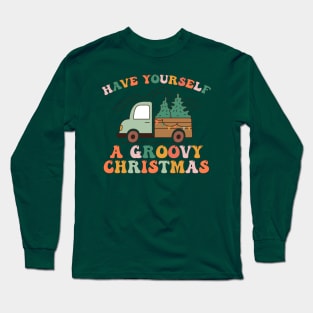 Groovy Christmas Truck Long Sleeve T-Shirt